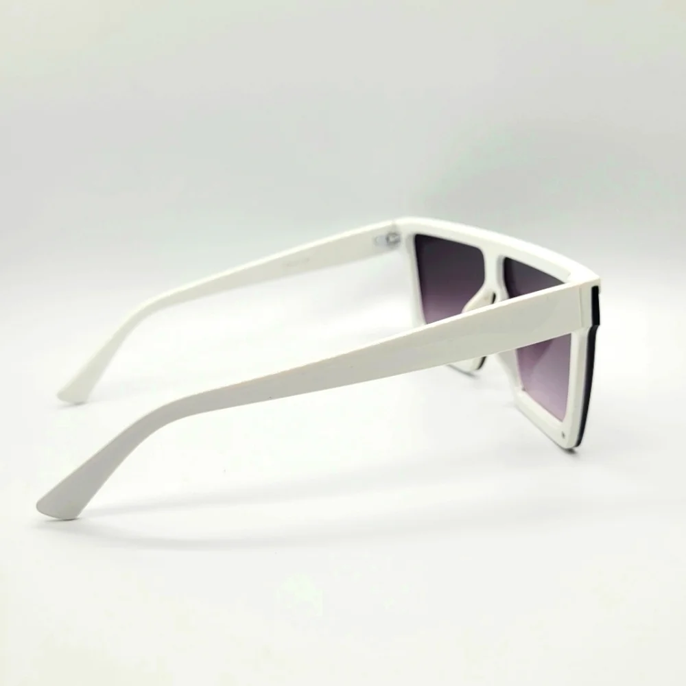 New White Large-Frame Gradient Grey Square Sunglasses Women